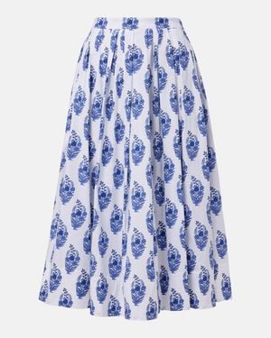 Carolina Herrera Floral Cotton-Blend Midi Skirt - Blue