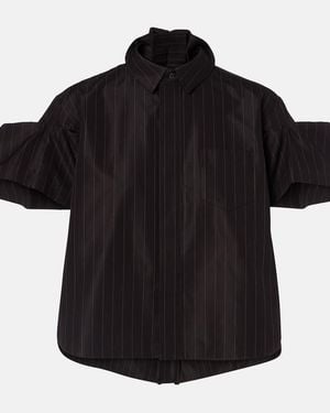 Sacai Pinstripe Cotton-Blend Top - Black