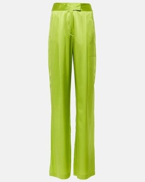 The Sei High-Rise Silk Satin Wide-Leg Trousers - Green