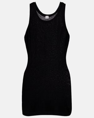 TOTEME Curved Ribbed-Knit Tank Top - Black