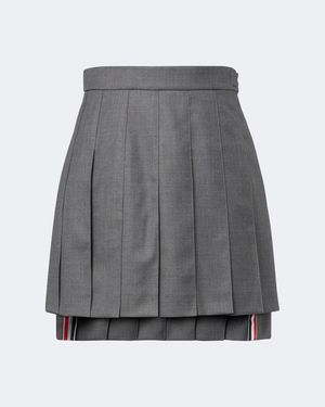 Thom Browne Pleated Wool Miniskirt - Gray