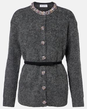 Self-Portrait Verzierter Cardigan - Grau