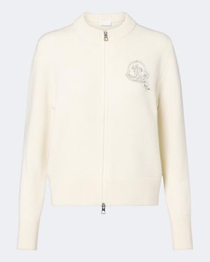 Moncler Embroidered Wool And Cashmere Cardigan - White