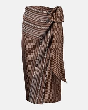 Max Mara Edro Striped Silk Wrap Skirt - Brown