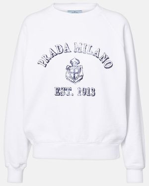 Prada Sweatshirt Aus Baumwoll-Jersey - Weiß