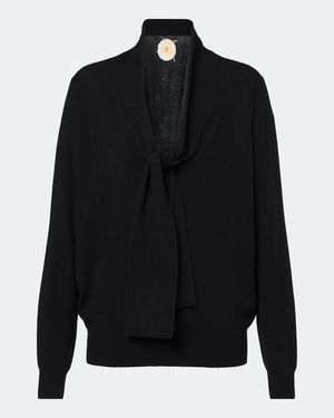 Jardin Des Orangers Tie-Neck Wool And Cashmere Jumper - Black