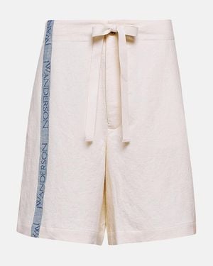 JW Anderson High-Rise Cotton And Linen Shorts - Natural