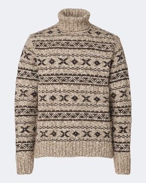 RRL Rollkragenpullover Aus Einem Wollgemisch - Braun