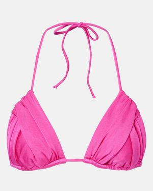 Bananhot Jasmin Ruched Triangle Bikini Top - Pink