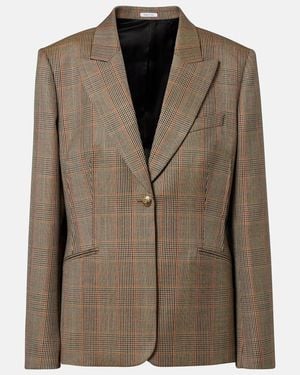 McQueen Country Check Wool Blazer - Brown