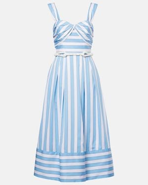 Rebecca Vallance Nilah Striped Belted Cotton Midi Dress - Blue