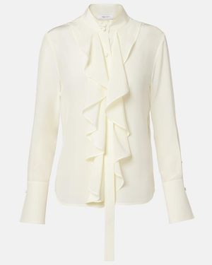 McQueen Ruffled Silk Blouse - White