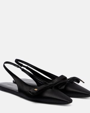 Balenciaga Nano Bb Satin Slingback Flats - Black