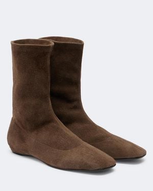 The Row Ankle Boots Cindy Aus Veloursleder - Braun