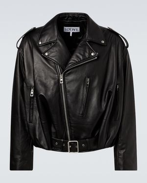 Loewe Balloon Leather Biker Jacket - Black