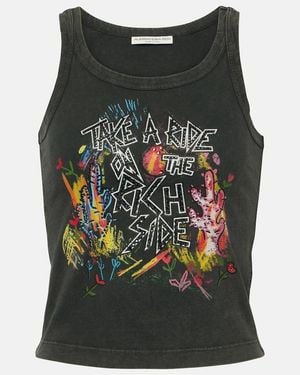 Alessandra Rich Printed Cotton Jersey Tank Top - Gray