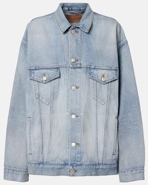 Balenciaga Logo Denim Jacket - Blue