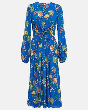 Diane von Furstenberg Sydney Floral-print Crepe De Chine Midi Dress - Blue