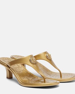 Versace Alia 55 Metallic Thong Sandals