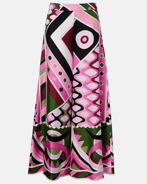 PUCCI Vivara Silk Satin Wide-Leg Pants - Pink