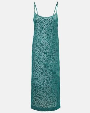 Dries Van Noten Polka-Dot Devore Slip Dress - Green