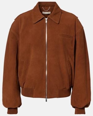 JACQUES WEI Suede Bomber Jacket - Brown