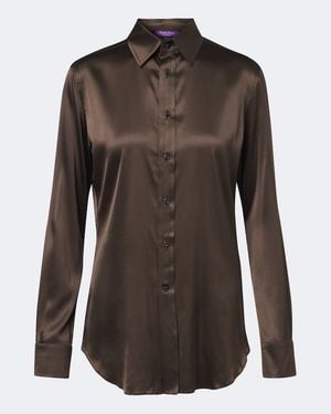 Ralph Lauren Silk-Blend Satin Shirt - Brown