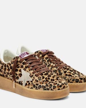 Golden Goose Ball Star Printed Calf Hair Trainers - Brown