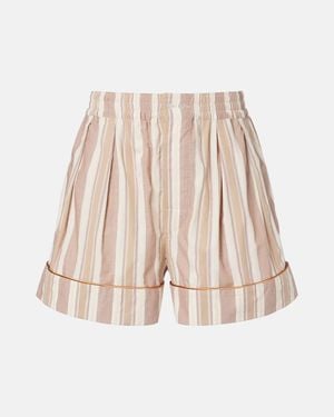 Saint Laurent Striped Cotton Shorts - Natural