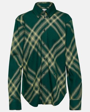 Burberry Kariertes Hemd Aus Wolle - Grün