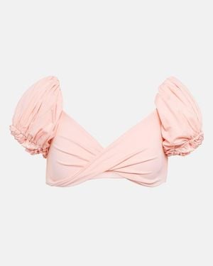 Giambattista Valli Puff-Sleeve Bikini Top - Pink