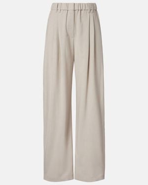 Brunello Cucinelli Monili Wool-Blend Wide-Leg Trousers - Natural