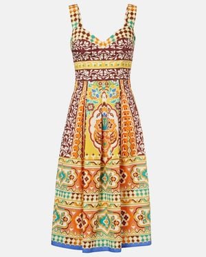 Etro Printed Cotton Midi Dress - White