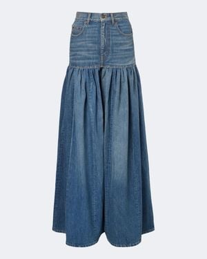 Chloé Gonna Lunga Di Jeans Plisse - Blu