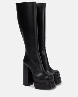 Versace High-Heel Leather Boots - Black