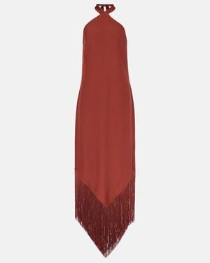 ‎Taller Marmo Nina Fringed Crepe Cady Maxi Dress - Red