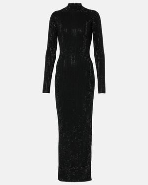 David Koma Embellished Knitted Cotton Midi Dress - Black