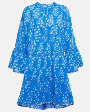 Juliet Dunn Floral Cotton Minidress - Blue