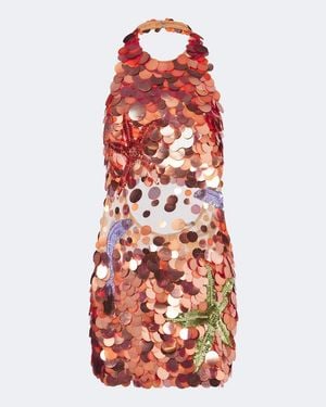 retroféte Dorothy Embellished Halterneck Minidress - Red