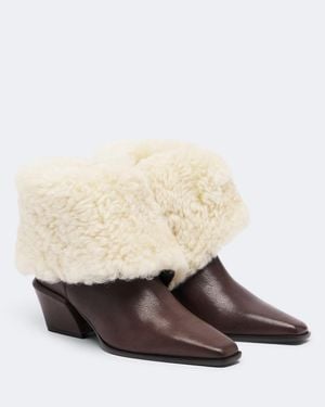 Paris Texas Bettina Leather And Shearling Ankle Boots - Brown