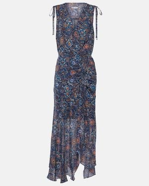 Veronica Beard Dovima Floral Silk Midi Dress - Blue