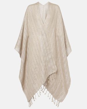 Brunello Cucinelli Linen-Blend Poncho - Natural