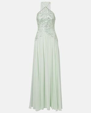 Elie Saab Sequined Silk-Blend Gown - Green