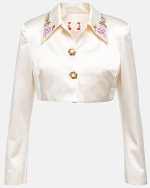 Miss Sohee Bridal Embellished Silk Jacket And Top Set - White
