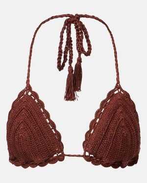 Anna Kosturova Crochet Cotton Bikini Top - Red