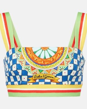 Dolce & Gabbana Cotton Crop Top - Blue