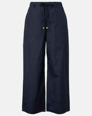Max Mara Cotton Cropped Wide-Leg Trousers - Blue