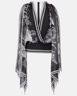 Elie Saab Printed Silk Chiffon Blouse - Black