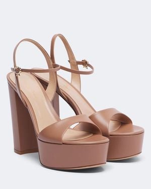 Gianvito Rossi Leather Platform Sandals - Brown