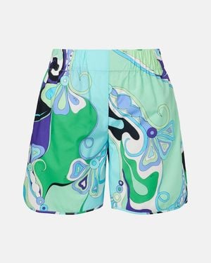 PUCCI Orchidee Printed Cotton High-Rise Shorts - Green